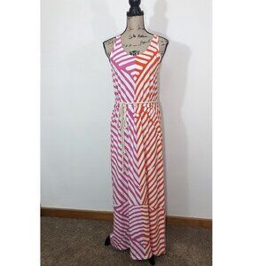 NWT LOFT Pink White Striped Sleeveless Maxi Dress Rope Belt Womens XS